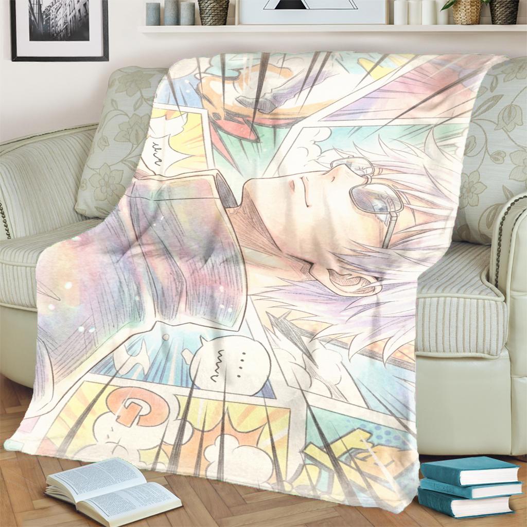 Warm Soft Jujutsu Kaisen Print Blanket Flannel for Bedrooms, Sofas, Beds, Chairs, Picnics, Travel