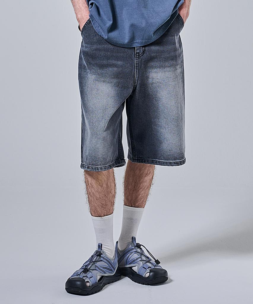 OTHERFITS Bermuda Snow Wash Denim Half Pants (Black)