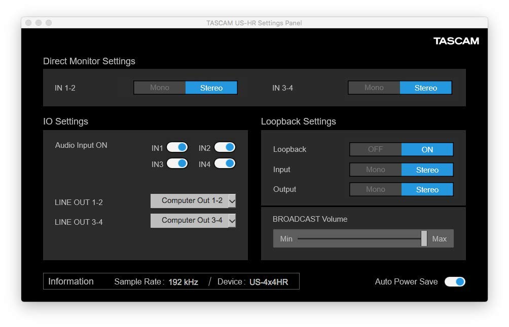 TASCAM High Resolution USB Interface Youtube Music Production Live Streaming DTM US-4X4HR 4Mic, 4IN/4OUT 24bit/192kHz Audio/MIDI