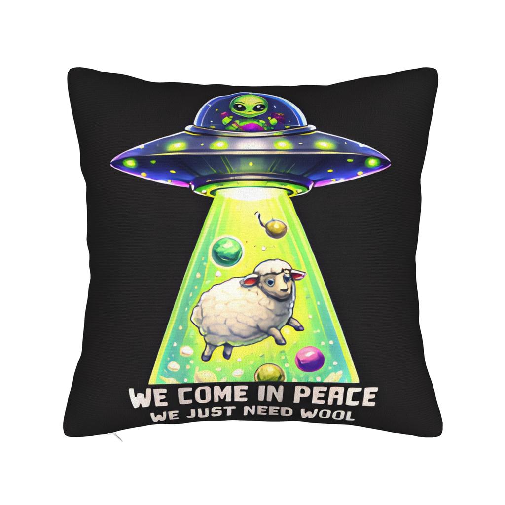 Ufo We Come In Space Alien Pillow Cover Funny Pillow Case For Living Room Bed Chair Soft Pillowcases Gift