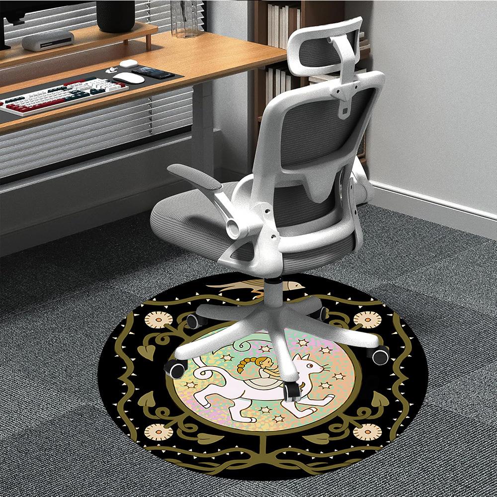 1pc Fantasy Creatures Office Round Area Rug, Indoor Mat Suitable For Office, Under Office Chairs Bedroom Living Room Home Decor, Room Deco 014