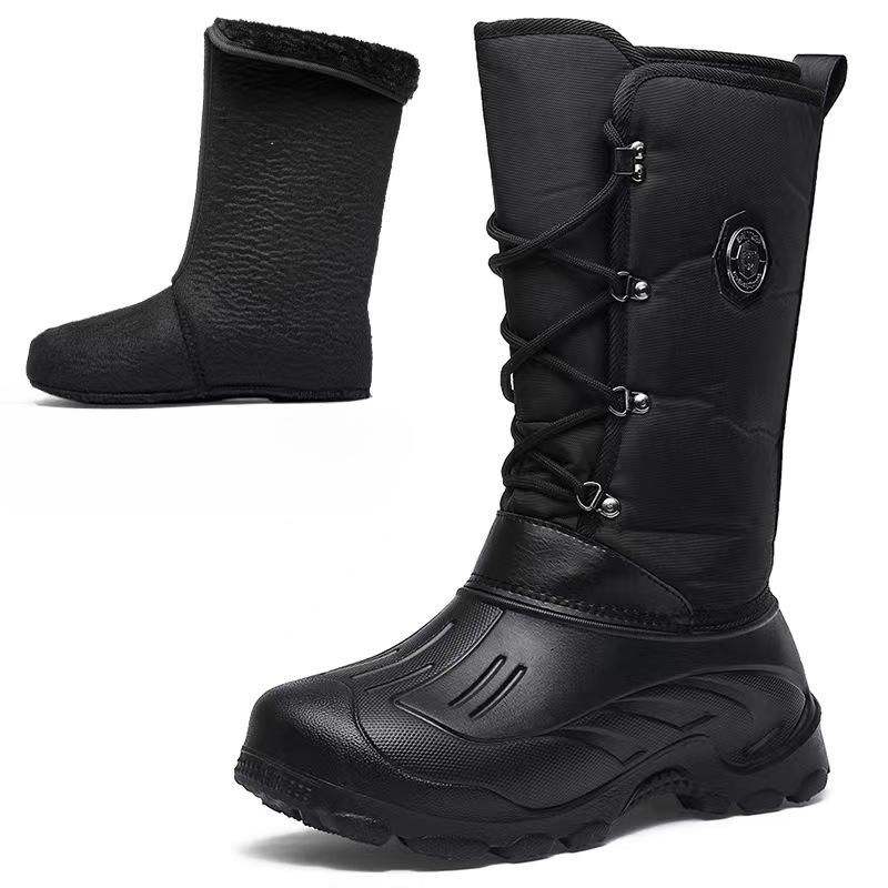 Winter Waterproof Plus Steel Nail Snow Boots Fur Men's Thickened Fishing Shoes