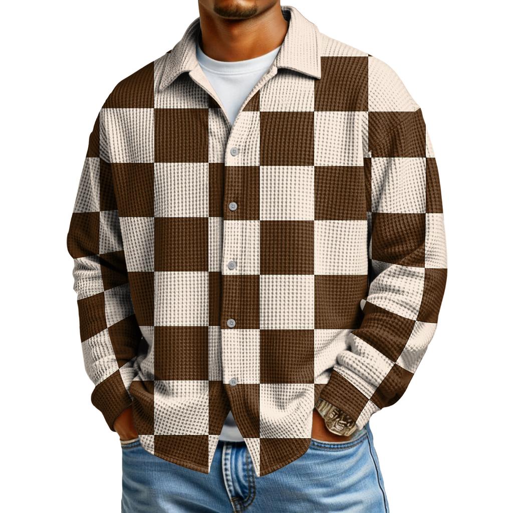 Мужская повседневная рубашка с длинным рукавом на пуговицах