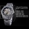 Forsining Men's Top Watch Waterproof Automatic Mechanical Watch Men's Mesh Engraving Watch with Rhinestones