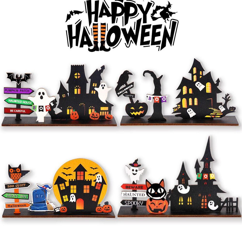 3D Ghost Castle Desktop Ornament Cartoon Halloween Decoration Stand  Scene Layout