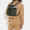 Coach League 28 Drawstring And Buckle Closure Color Block Leather And Fabric Backpack Women Backpack Green Beige CH761-VIA