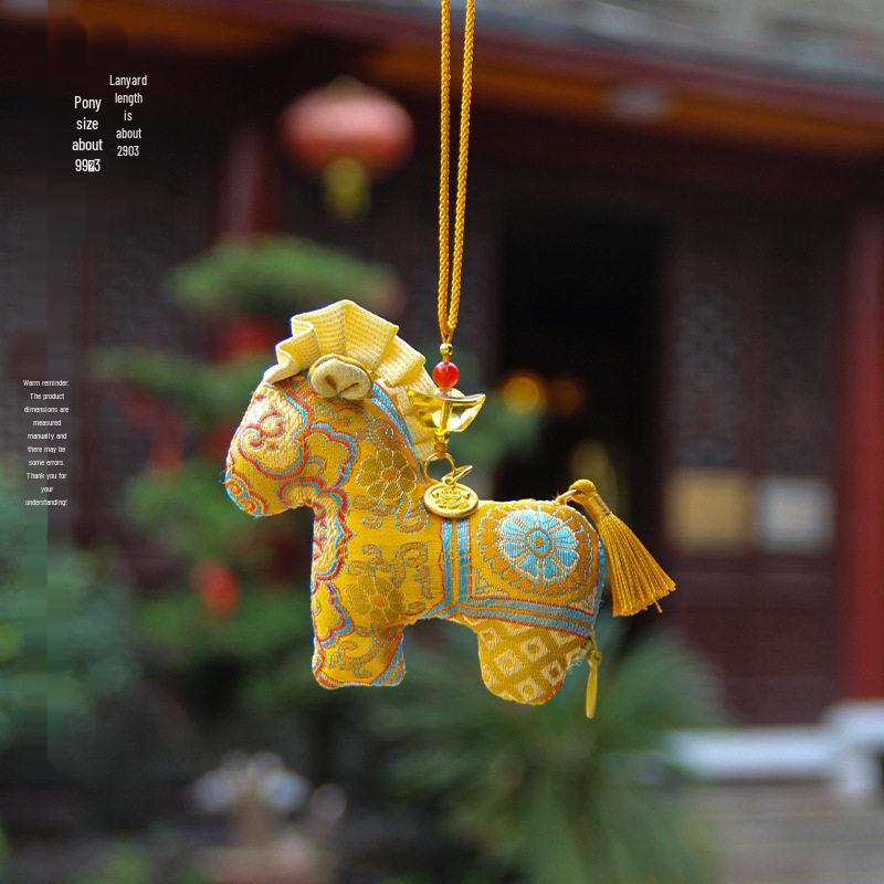 Chinese New Year Horse Embroidered Brocade Sachet - Cultural Hanfu Car Pendant Gift