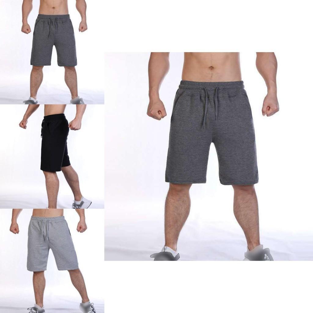 Мужские однотонные эластичные шорты для спортзала, удобные спортивные штаны для бега S-3xl, черные