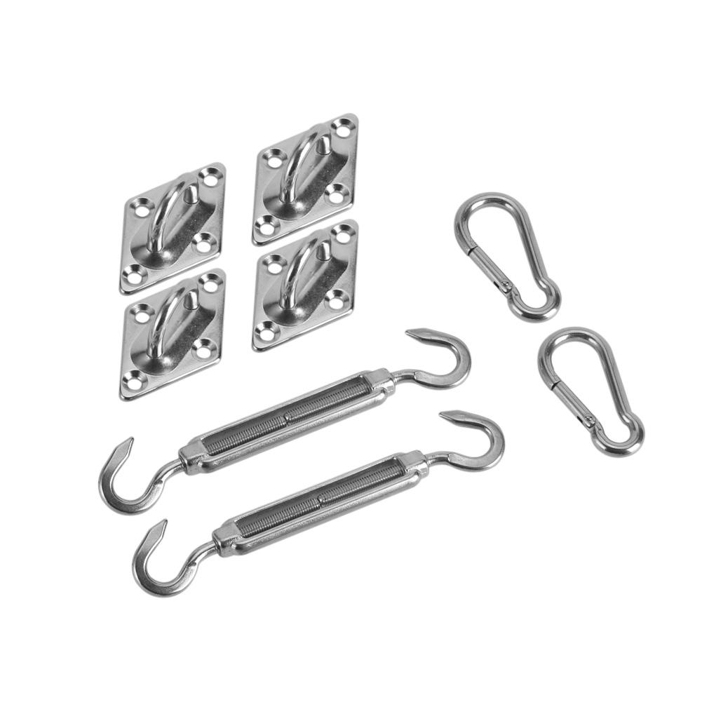 8pcs/Set Silver Stainless Steel Sun Shade Sail Hardware Kit Installation Accessories