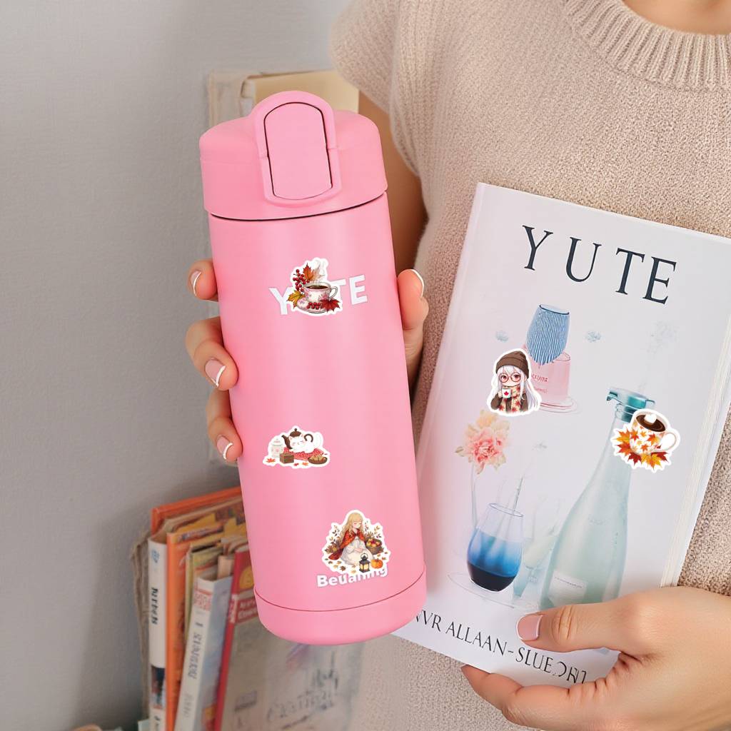 35pcs-50pcs Autumn Coffee Stickers Cute Fashion Stationery Stickers Stickers For Guitar DIY Skateboard Laptop Luggage