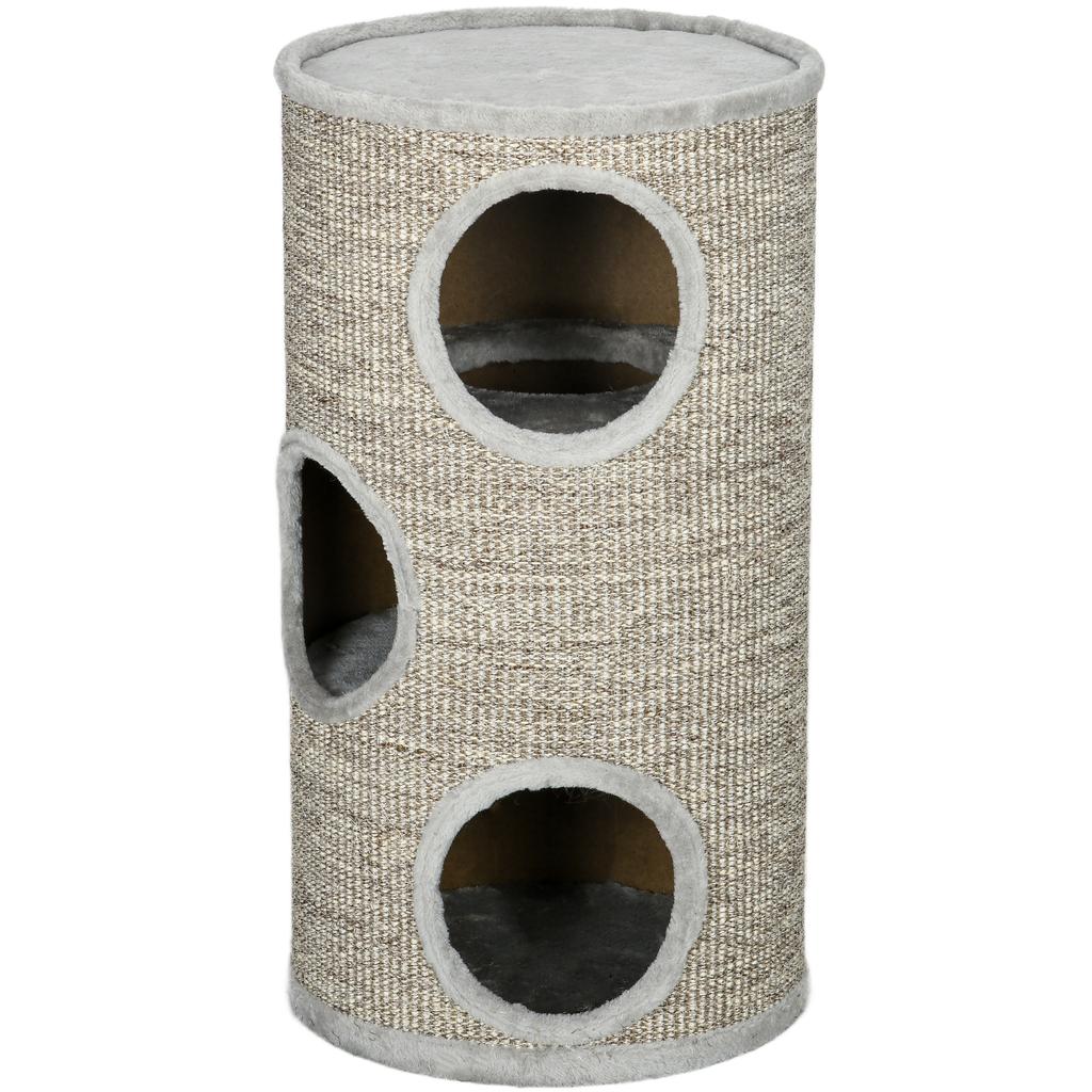 Cat Climbing Frame, Covered with Sisal, Cosy Platform - Light Grey