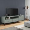 TV Stand OSLO with Metal Legs Grey Solid Pine Wood