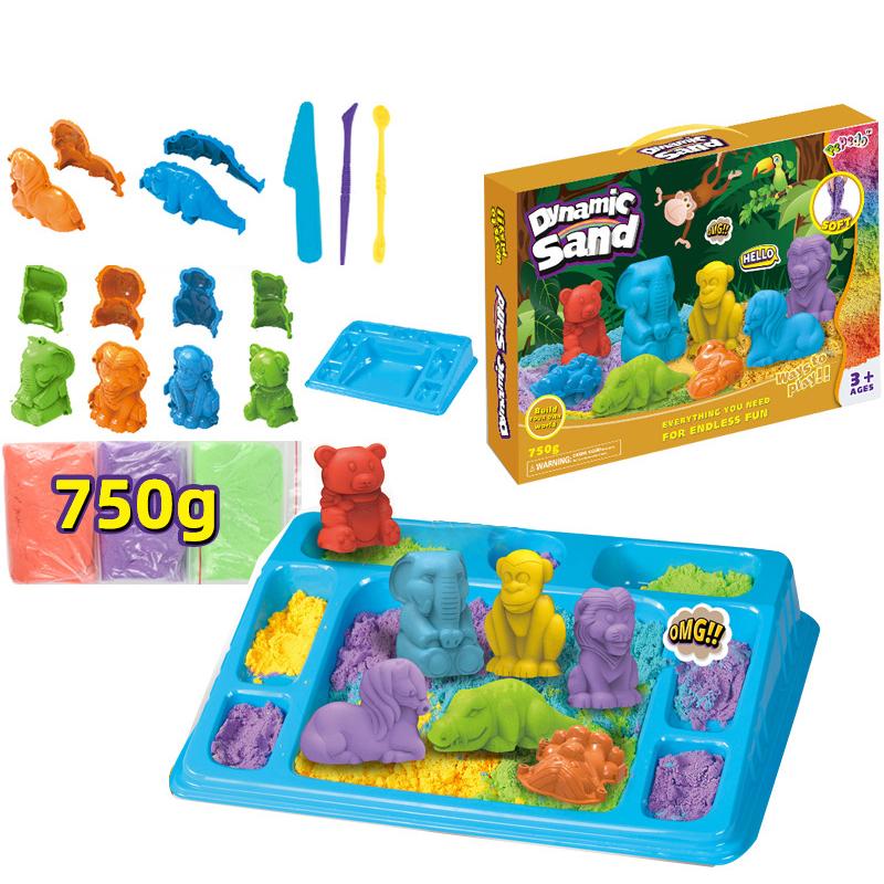 Песочные игрушки для малышей, набор песка для игр с динозаврами с формочками для животных, песочная форма для динозавров, поднос и аксессуары для мальчиков и девочек в возрасте от 3 до 10 лет
