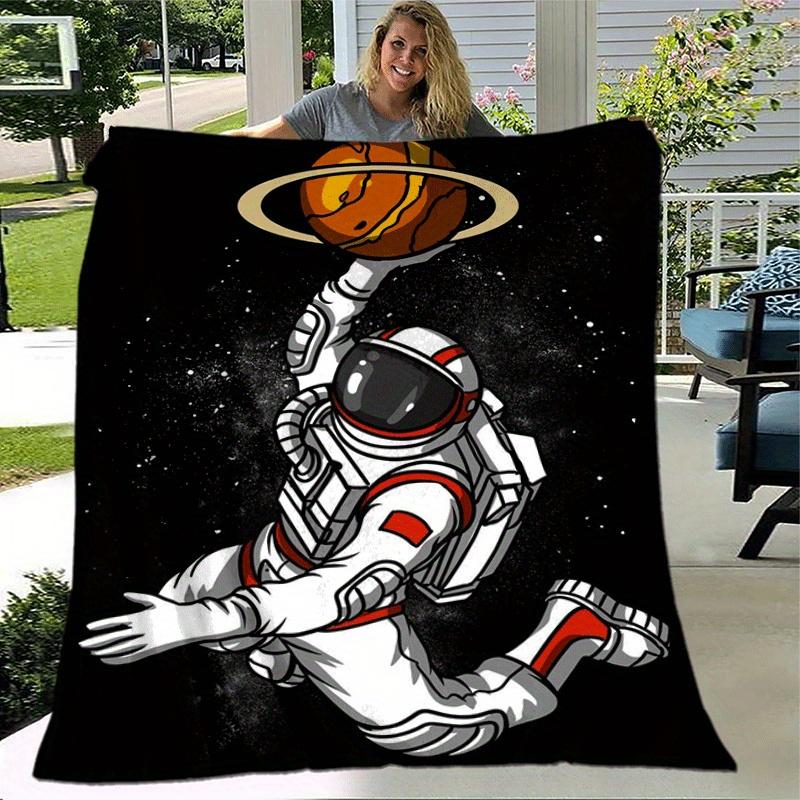 1pc Astronaut Printing Lightweight Flannel Blanket, Comfortable and Warm Blanket, for Camping Sofa Bed and Couch Office, Gift