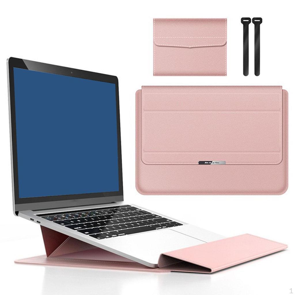 Laptop Sleeve Case Computer Bag Carrying PU Leather Stylish for 13/14inch with Invisible Stand