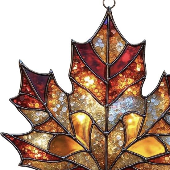 Sun Catcher Autumn Maple Leaf Shape Acrylic Hanging Decoration Window Trap Decorative Home Holidays Birthdays Ornament