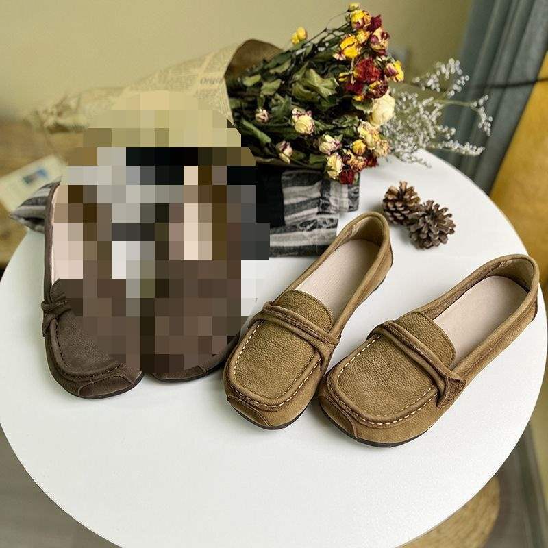 Женские одинарные туфли из мягкой кожи на мягкой подошве из говяжьей жилы, весна-осень 2025, матовая кожа, низкий каблук, туфли-бини, мягкая поверхность, обувь для мамы