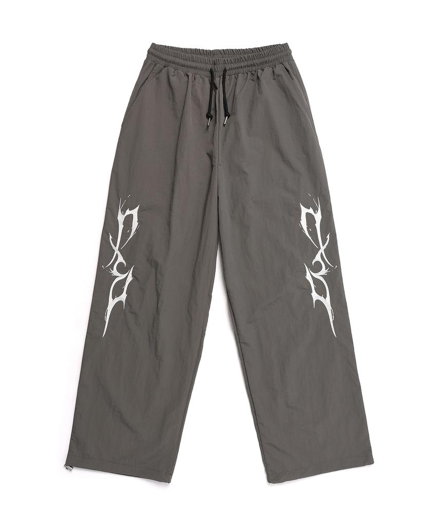 D.XO.H Thunder Embroidered Logo String Nylon Pants Charcoal