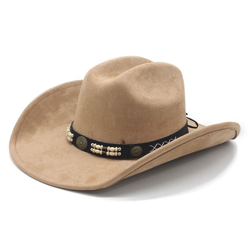 Western cowboy hat men's retro hat belt suede top hat ethnic style retro jazz hat