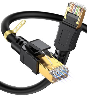 IYavvort CAT8 10м Сетчатый LAN-кабель категории 8 Сверхбыстрый CAT8 Совместимый с Ethernet и другими разъемами, Производительность 40 Гбит/с/2000 МГц,