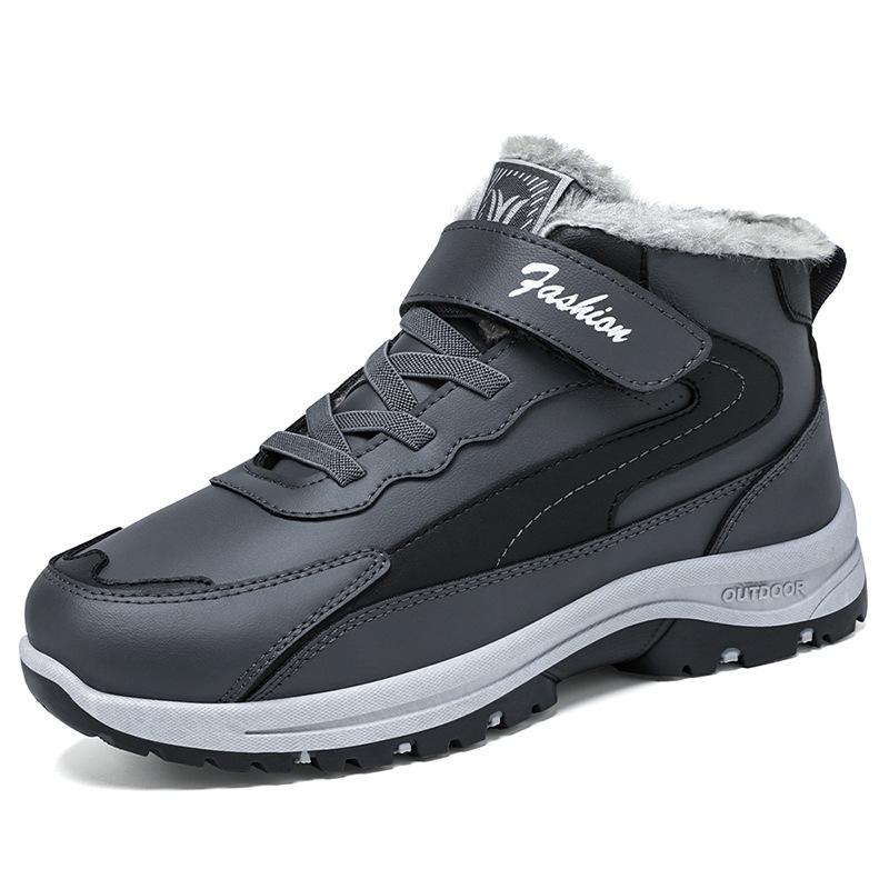 Мужские повседневные зимние теплые кроссовки с подкладкой из искусственного меха, короткие ботинки, нескользящие, для тренировок, ходьбы, для мужчин, удобные ботинки на шнуровке для снегоходов