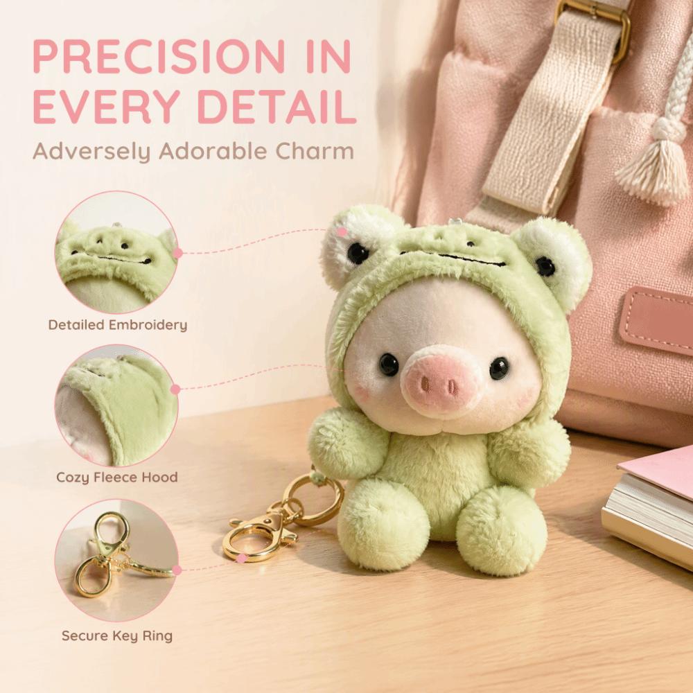 Hooded Cosplay Pig Plush Keychain Dress Up Doll Stuffed Animal Key Ring  Bag Charm