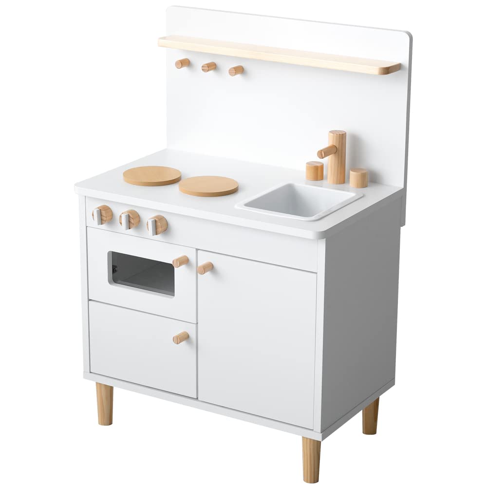 Air Rhizome Pretend Kitchen, Wooden, Stylish, Pretend Kitchen, Pretend Shop, Kids Kitchen That Can Also Be Used As a Shop, MILCO, White