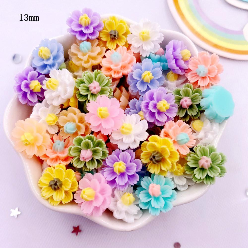 50Pcs 13mm Resin Carnation Flower Scrapbook Flatback Rhinestones & Decorations