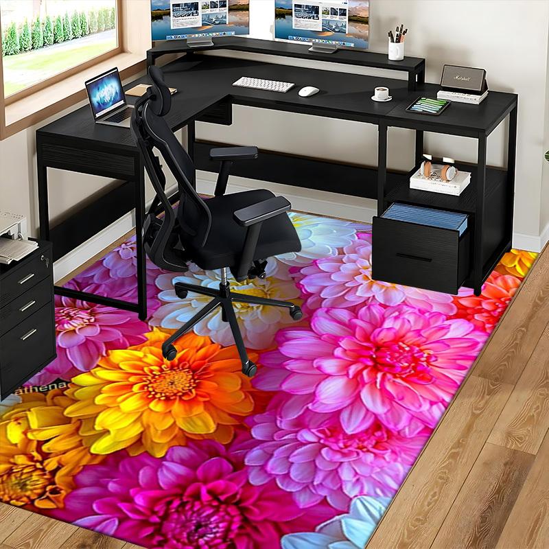 1pc Athena's Colorful Flower Office Chair Mat - Festive Gift for Home and Workplace, Suitable for All Seasons.P012