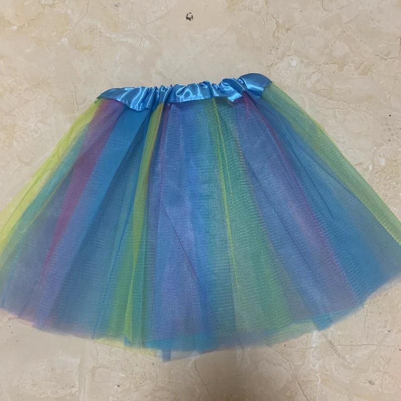 Girls Cheerleading Rainbow Tutu Skirt Child Dance Party Ballet Tulle Tutu Skirt 3 Layers Princess Birthday Party Gift 2-8 Years