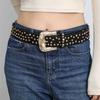 Новый женский ремень, модный, со стразами и круглыми заклепками, универсальный, модный, мягкий, из искусственной кожи, ремень для джинсов в стиле панк-рок Y2K