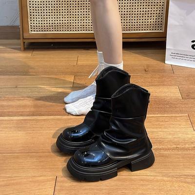 Модные универсальные ботильоны на небольшом каблуке, 2025 осень-зима, новые, на толстом каблуке, на толстой подошве, с коротким голенищем, ботинки Мартин женские