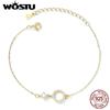 WOSTU Authentic 925 Sterling Silver Simple Ring Bracelet for Women Simple Basic Bracelet for Female Fine Jewelry Wedding Gift