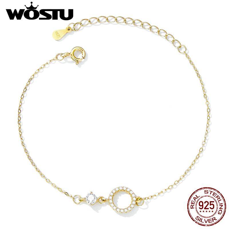 WOSTU Authentic 925 Sterling Silver Simple Ring Bracelet for Women Simple Basic Bracelet for Female Fine Jewelry Wedding Gift