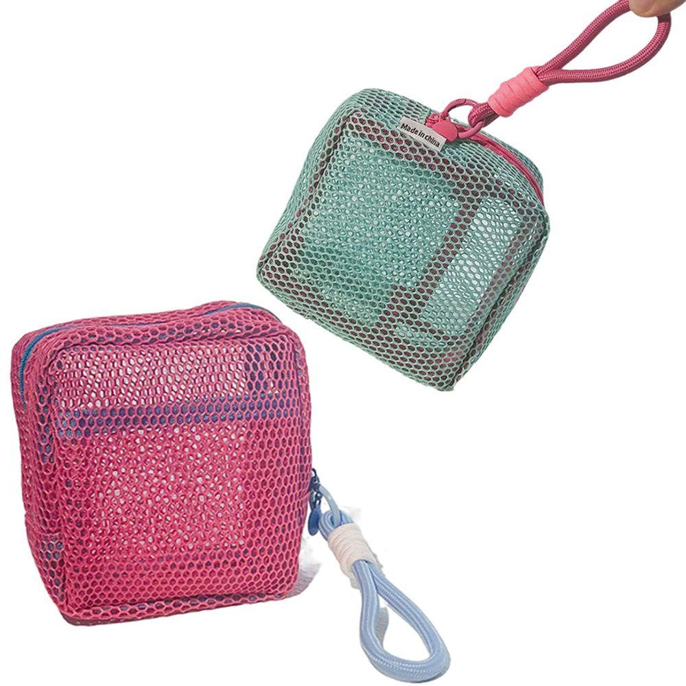 Lightweight Portable Makeup Pouch Washable Square Toiletry  Bag Durable Mesh Zipper Bags  Home