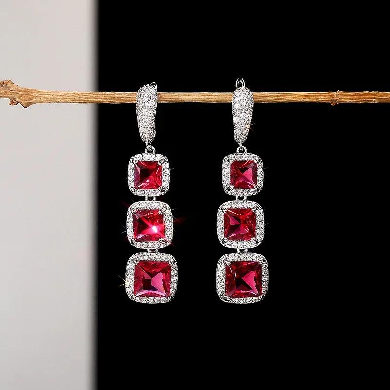 Серьги-подвески средней длины для помолвки Ювелирные изделия Элегантные Блестящие Алмаз Моссани Красивый Подарок Миланская Девушка Модные Аксессуары