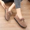 Women Winter Casual Shoes Moccasins Soft Flat Non-slip Loafers Fashion Comfort Warm Plush Bow Slip On Female Cotton Shoes