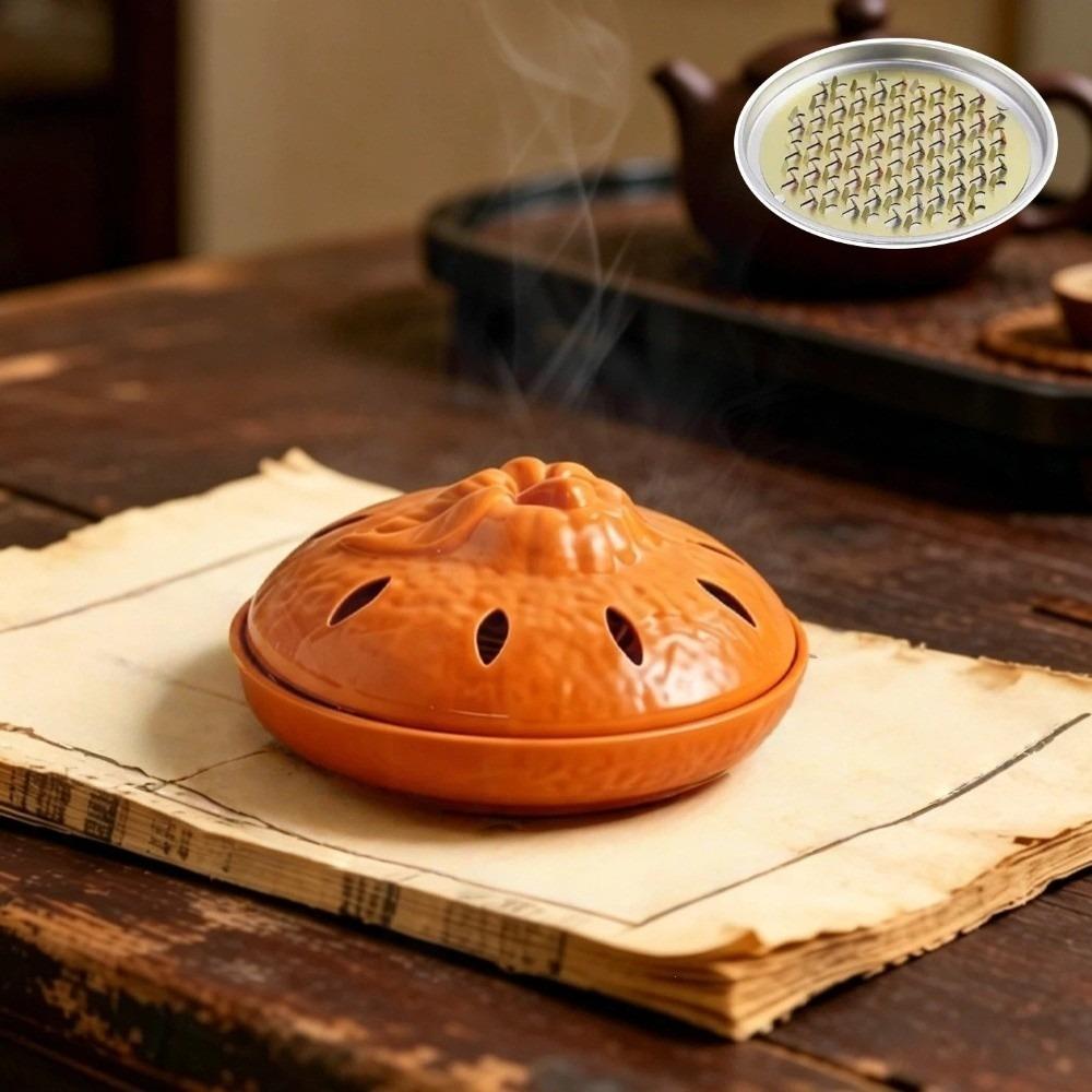 Simple Aromatherapy Burner Orange Shape Incense Box Mosquito Coil Tray Indoor Use