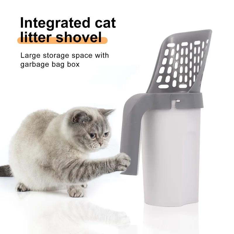 Cat Litter Scoop Cat Litter Box with Refill Bag Removable Cleaning Supplies Toilet Waste Collector Self-cleaning Cat Litter Box