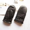 Winter Warm Deer Skin Genuine Leather Mitten for Men Thick Sheepskin Fur Lining Motorcycle Riding Cold Protection Gloves