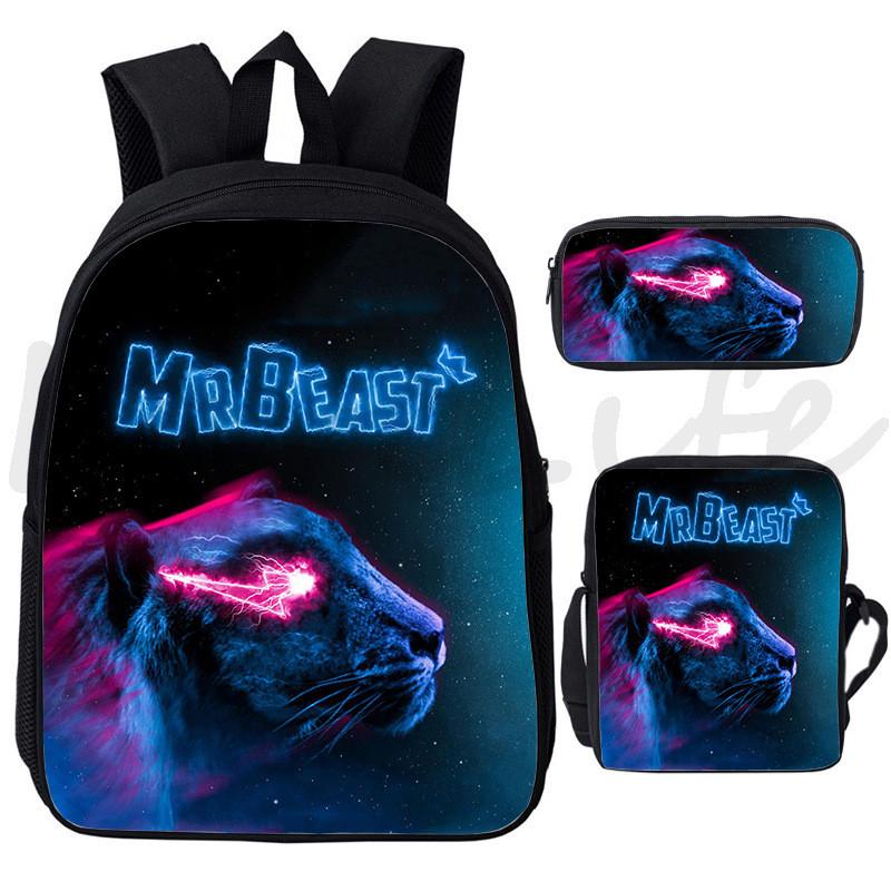 Mr Beast Lightning Cat 3d Print School Backpack With Breathable Oxford Fabric For Kids