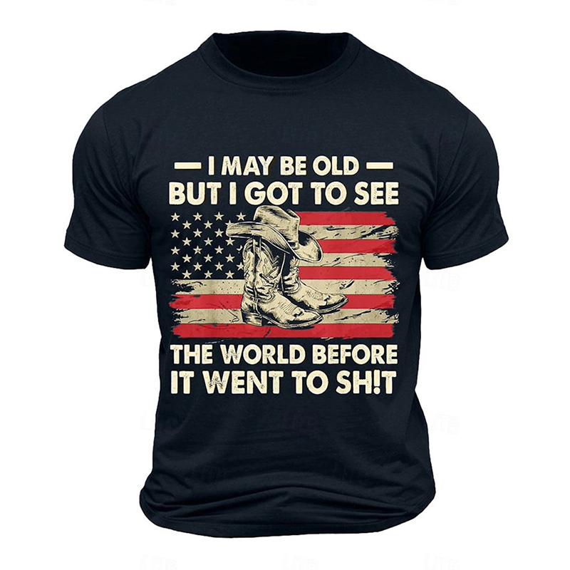 Летний топ с круглым вырезом, 3D-принтом в стиле ретро с флагом, модная повседневная дышащая мужская футболка с коротким рукавом