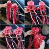 2Pcs Suction Cup Ribbon Wedding Car Flower Bowknot Bridal Car Decoration  Photo Props