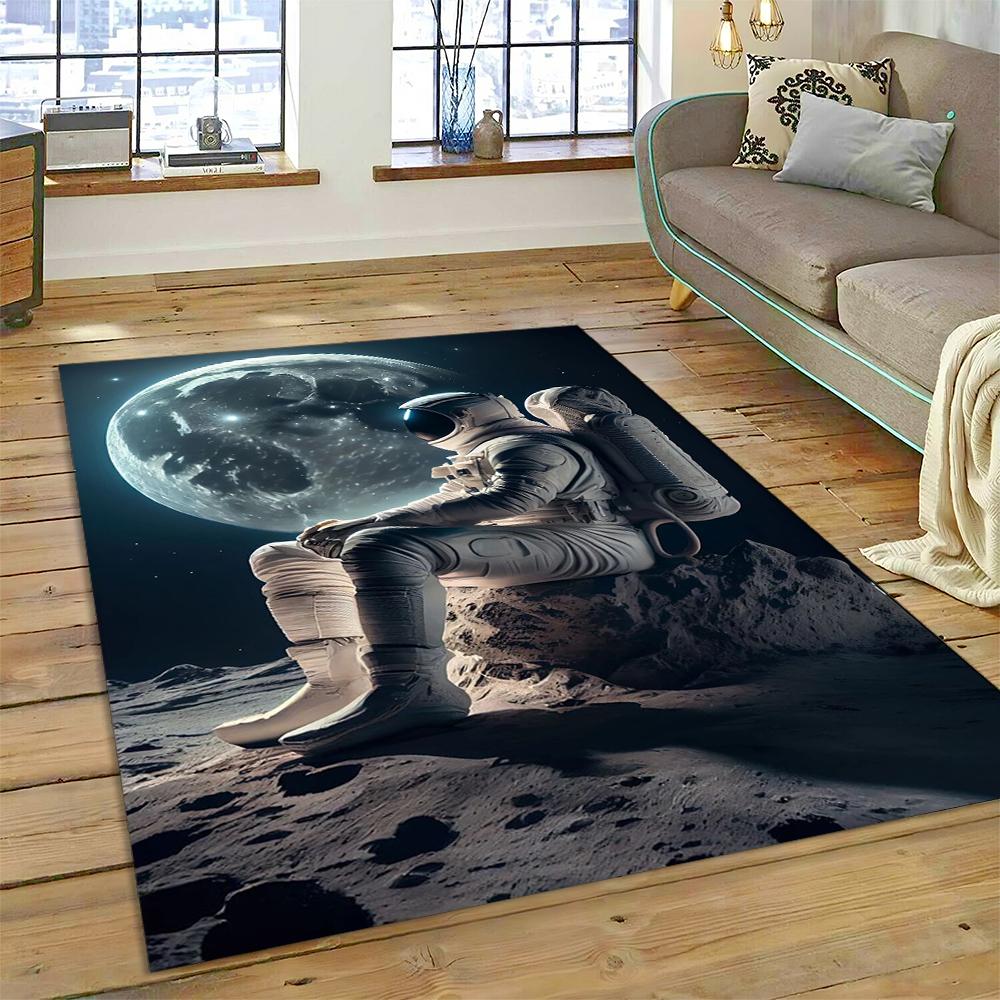 Outer Space Astronaut Universe Spaceman Cartoon Carpet Rug for Home Living Room Bedroom Sofa Doormat Decor,Kid Area Rug Non-slip