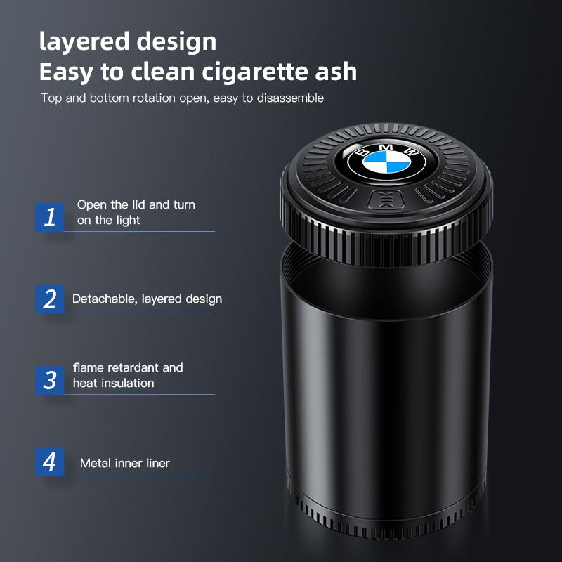 Car Stickers Car LED Ashtray Atmosphere Light Ashtray For BMW G30 G20 G05 X4 X5 X6 E39 Car Flame Retardant Cigarette Holder Cup JG4