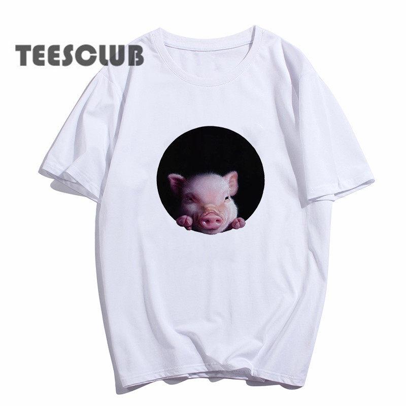 Cute Little Fragrant Pig Unisex T Shirt Summer Personalized Pig Print Childrens and Adult Fashionable Casual Style Tshirt
