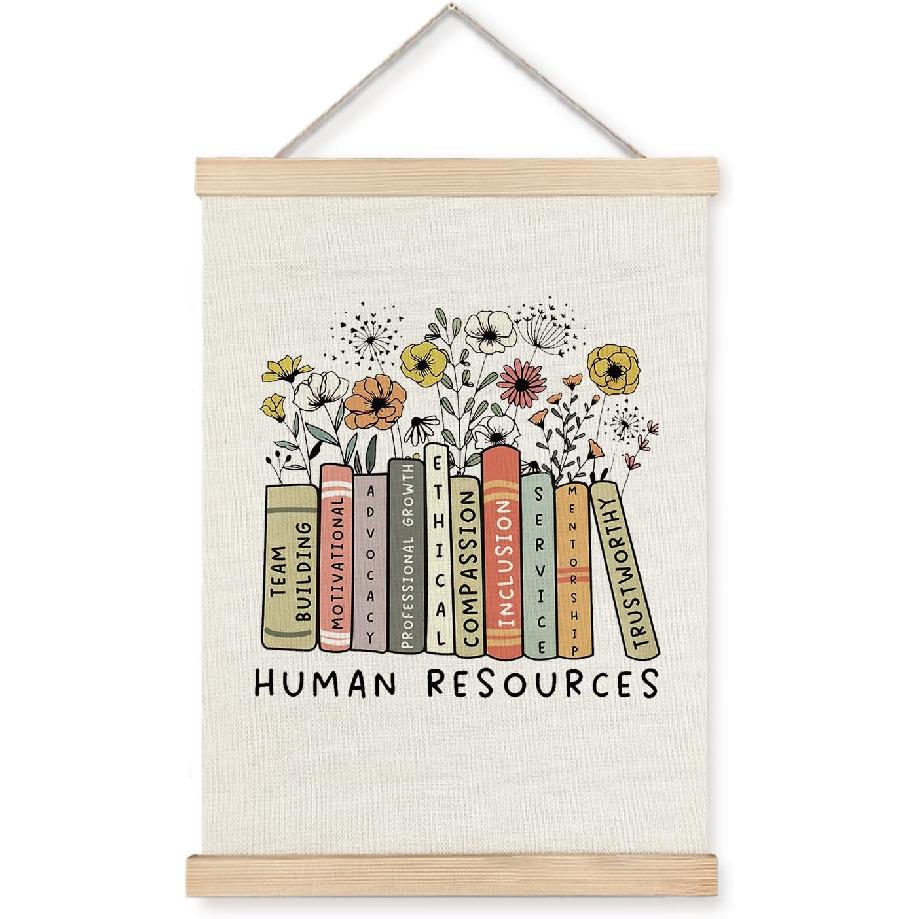 BearCake Human Resources Wall Art Office Decor,Human Resources Gifts for Women,Future HR Manager Student Graduation Gifts, 12x16 Inches Framed