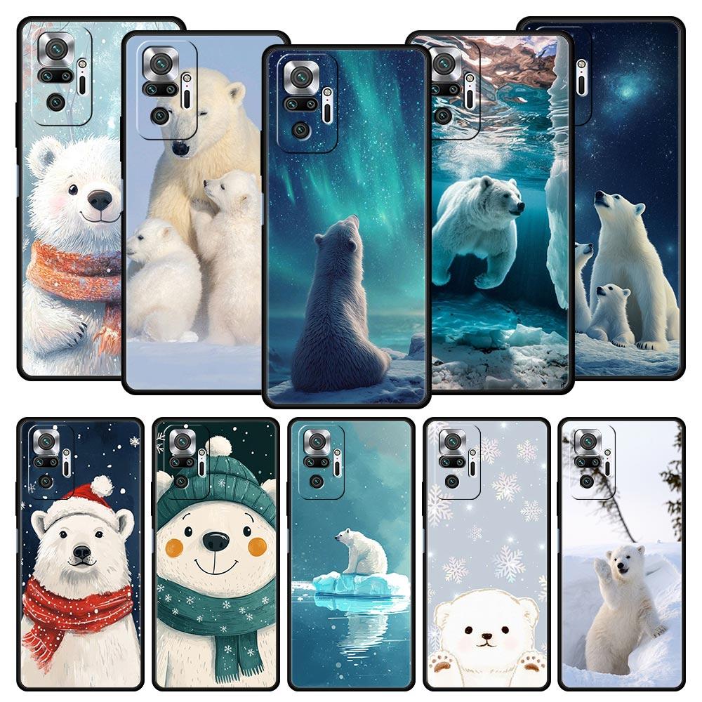 Чехол для телефона с белым медведем для Xiaomi Redmi Note 15 14 13 12 5G 11 10 Pro Plus 4G 9S 14C 13C 12C 10C Мягкий чехол из ТПУ