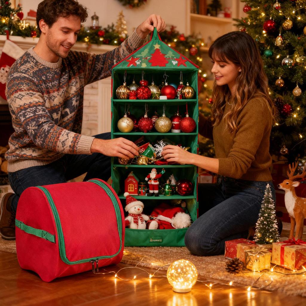 Lights Storage Bag Red Large Capacity Tear Proof Holiday Lights Winder Organizer (Only storage bag, excluding PP circle+LED)