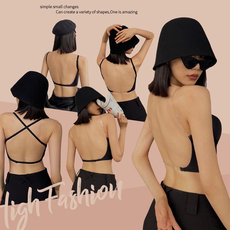 New Women Glossy Seamless Underwear Sexy Deep U Push Up Bra Set Summer Backless Invisible Lingerie Adjustable Strap Brassiere